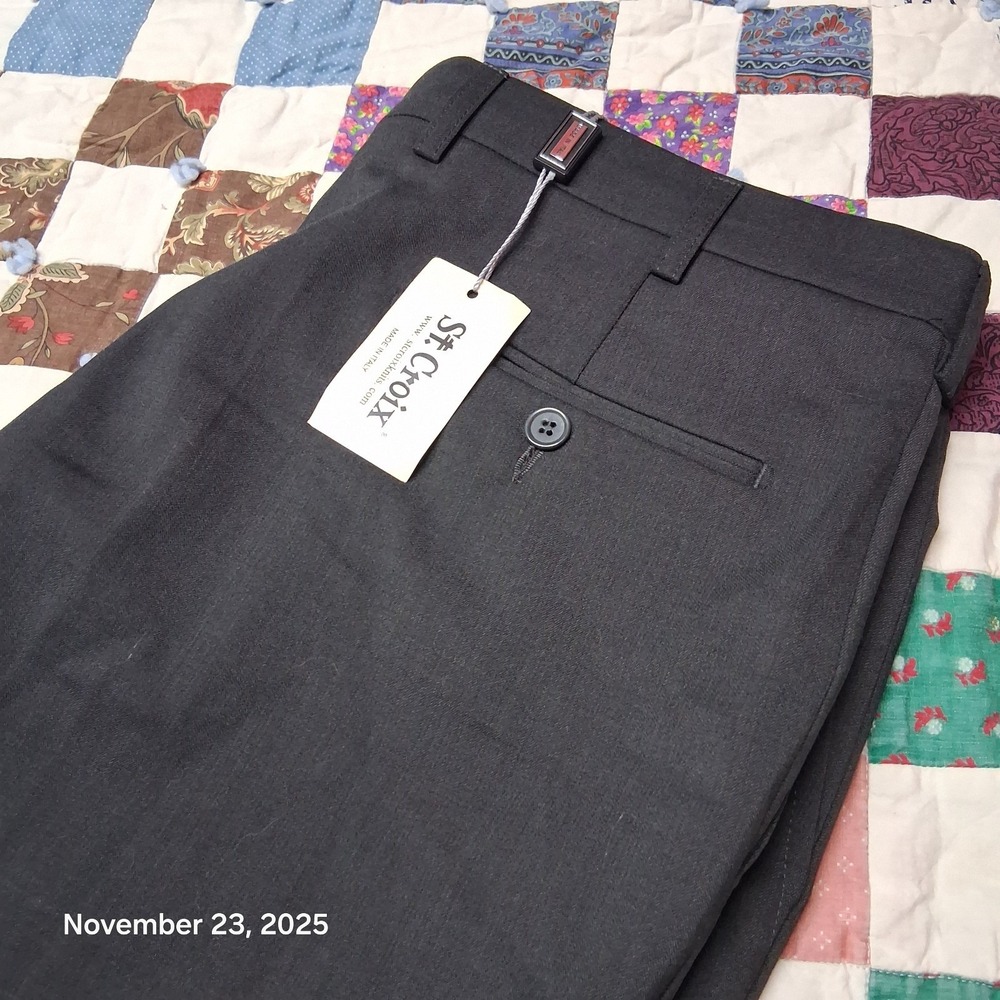 St. Croix Dress Pants Onyx Marl Made in Italy Unhemmed Size 36 Regular - Picture 2 of 13